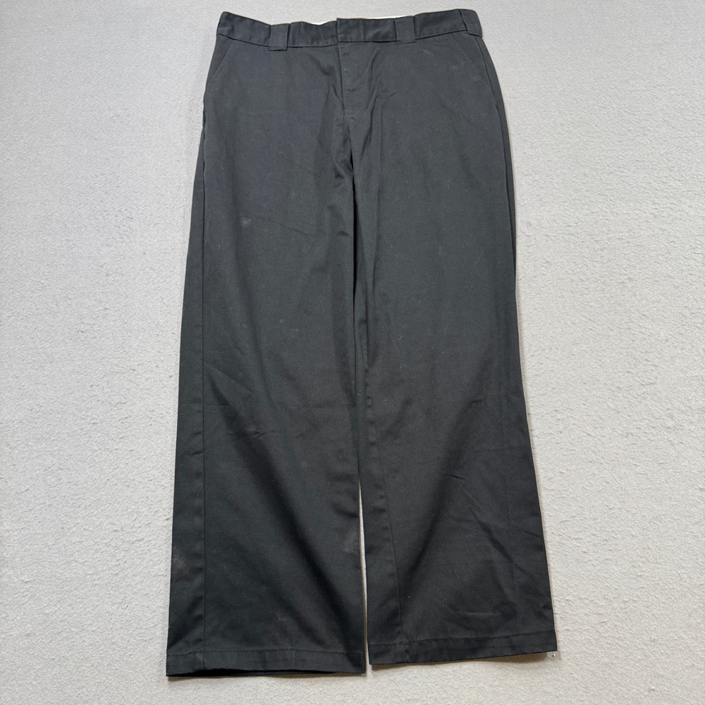 Dickies Dress Pants Men's 38x32 Black Straight Mid Rise Relaxed Office Workwear